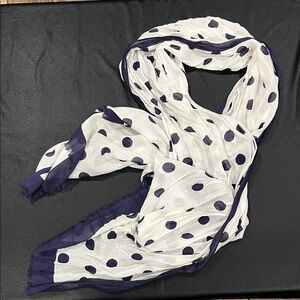Talbots Navy and White Polka Dot Scarf